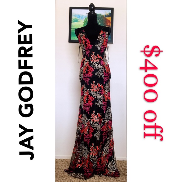JAYGODFREY Dresses & Skirts - Jay Godfrey Embroidered Gown Maxi prom Dress